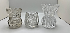 Lot of 3 Antique Vintage Toothpick Holders or  Small Bud Vase Clear Crystal picture