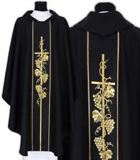 Black Gothic Chasuble with stole Vestment Casulla Negra Casula Nera Kasel 019CZ picture