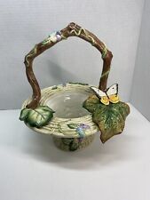 Fitz & Floyd Classic Old World Rabbits Woven Basket with Butterfly Leaves READ picture
