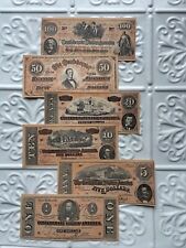 Confederate Currency Civil War Reproduction Bills $1 $5 $10 $20 $50 $100 Money  picture