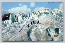 People at Rhone Glacier with Ice Cave Switzerland Vintage Postcard 0560 picture