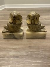 Vintage Alabaster Owl Bookends. picture