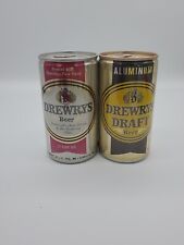 2 Vintage Drewrys Beer Cans & Draft Beer 12oz Pull Tab Beer Can Mini Keg Draft picture