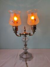Vintage Crystal Gold Metal Double Electric Lamp picture