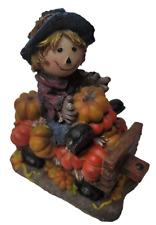 VTG Jubilee Giftware Wagon Pumpkin Scarecrow Fall Halloween Decoration crow  picture