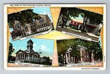 Eugene OR-Oregon, Some Of The Churches, Antique, Vintage c1914 Souvenir Postcard picture
