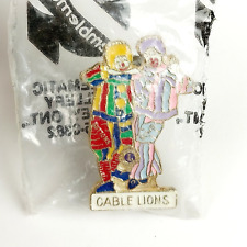 Vintage Cable Wisconsin Colorful Clowns Lions Club Metal Enamel Lapel Pin NOS picture