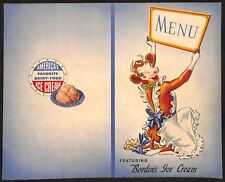 Borden's Ice Cream Unused Menu Cover Unfolded c1940's Elsie VGC Scarce picture