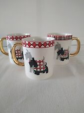 Grace Fine Porcelain Coffee Mugs Scottish Terrier Dog Lot Of 3 picture