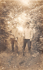 Two Young Boys Hunters With Shotguns c1910 Cyko RPPC Postcard picture