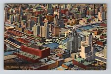 Chicago, IL-Illinois, View Of Downtown Towers Antique c1950, Vintage Postcard picture