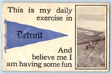 Detroit Michigan MI Postcard Pennant Horse Cowboy c1910 Vintage Antique Unposted picture