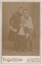 1893 CABINET CARD ELITE STUDIO THREE YOUNG CHILDREN SIBLINGS ANACONDA MONTANA picture