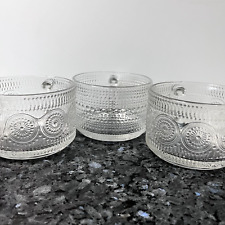Gezzeny Vintage Glass Mugs 14 Oz Set of 3 Clear Embossed MUGS picture