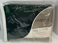 Vintage Chatham Wool Supreme Hunter Green Blanket W/Satin Trim Queen New RARE picture