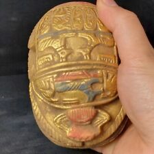 Ancient Egyptian Antiques Egyptian Scarab Beetle Khepri with Hieroglyphics BC picture