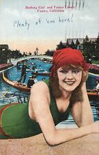 Postcard Bathing Beauty Girl at The Venice Canals, Venice CA picture