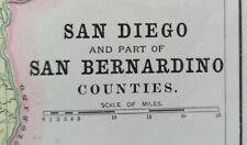 Vintage 1893 SAN DIEGO SAN BERNARDINO COUNTY CALIFORNIA Map 22