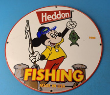 VINTAGE HEDDON PORCELAIN FISHING BOAT SALES TACKLE GAS PUMP MICKEY MOUSE SIGN picture