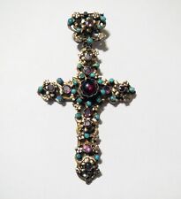 Fine Antique Museum Quality BYZANTINE SILVER GOLD & GEMSTONE Cross Crucifix picture