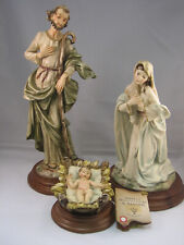 hand Painted Three Piece Holy Family by Santini, 11 inches. Made in italy. picture
