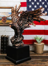Large Majestic Bald Eagle Landing On Cliff Rock Bronze Electroplated Figurine picture