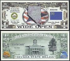 Lot of 500 BILLS- NEVADA STATE MILLION DOLLAR BILL w MAP, SEAL, FLAG, CAPITOL  picture