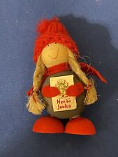 Vintage Christmas Girl Finland Figurine Girl Knit Cap Wood Scandinavian Tontut picture