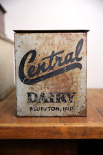 Vintage Central Dairy porch milk bottle box galvanized Bluffton Indiana Farm picture