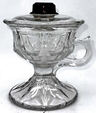 Antique QUARTERED BLOCK Kerosene Oil Footed Hand Lamp with Drip Catcher 1890s picture