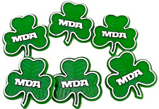 Lot of 6 Vintage Collectible MDA Green With White Trim Clover Shamrock Pinback picture