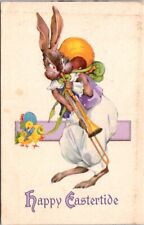 Easter Anthropomorphic Dressed Rabbit Playing Jazz Trombone c1910 postcard JP3 picture