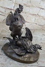 Incredible Quality Bronze Pair Of Roosters Very Realistic European Made Figure picture