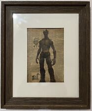 MARVEL COMICS GROOT VINTAGE NEWSPAPER ART FRAMED AND MATTED 18X15 ONE OF A KIND picture