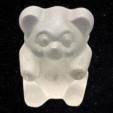 Vintage Art Glass Frosted Crystal Bear Figurine Clear 4”T 3.5”W picture