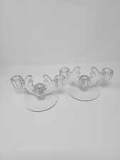 1940s Vintage Art Deco Antique Candle Holder Candlestick Set Heisey Glass picture