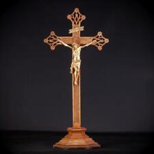 Altar Crucifix | Standing Wooden Cross | Wood Carved Corpus Christi | 22.8