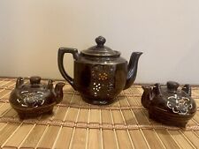 Nice Vintage Red Ware Japan Handpainted Teapots Salt Pepper Set picture