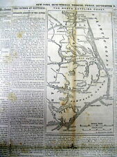 1861 newspaper with Large Detailed MAP of the Atlantic Coast of NORTH CAROLINA picture