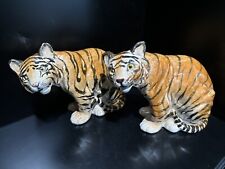 Two Vintage Italian Bengal Tiger Porcelain Hand Painted. Very Rare picture
