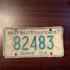 1974 Ohio License Plate “Seat Belts Fastened?” 82483 picture