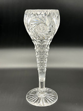 Vintage Cut Glass Crystal 11 5/8” Chalice Tulip Vase w/ Cut Stem picture