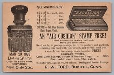 Free Air Cushion Date Stamp Excelsior Self-Inking Pad Advertising Postcard picture