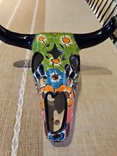 Talvera Pottery Ultra Colorful Bull Skull Wall Art & Table Top Decor picture