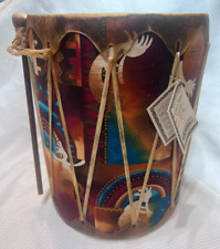Navajo Crafted War Dance Tom Tom Double Headed Hand Drum Kokopelli W/ Beater picture