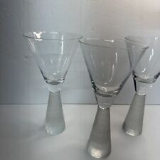 Set Of 3 Martini Glasses Frosted Tier Etch Look Stem Handblown Artland picture