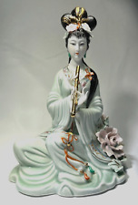 Vintage Oriental Ceramic Ancient Style Lady Figure With Flute picture