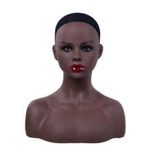 Mannequin Head Shoulder Bust Wig Props Black Skin Display picture
