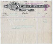 1891 MCINTOSH-HUNTINGTON HARDWARE BILLHEAD, CLEVELAND OHIO picture