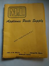 Vintage M&L Appliance Parts Supply Catalog Chicago 1967-1968  picture